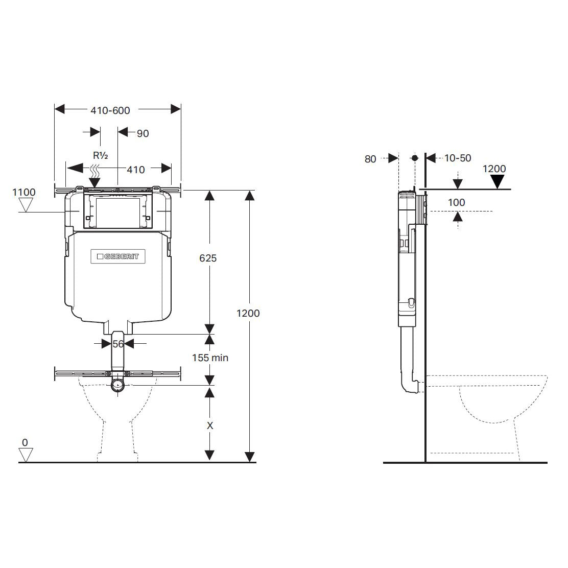 Geberit Sigma 8 Concealed Cistern for Wall Faced Pan