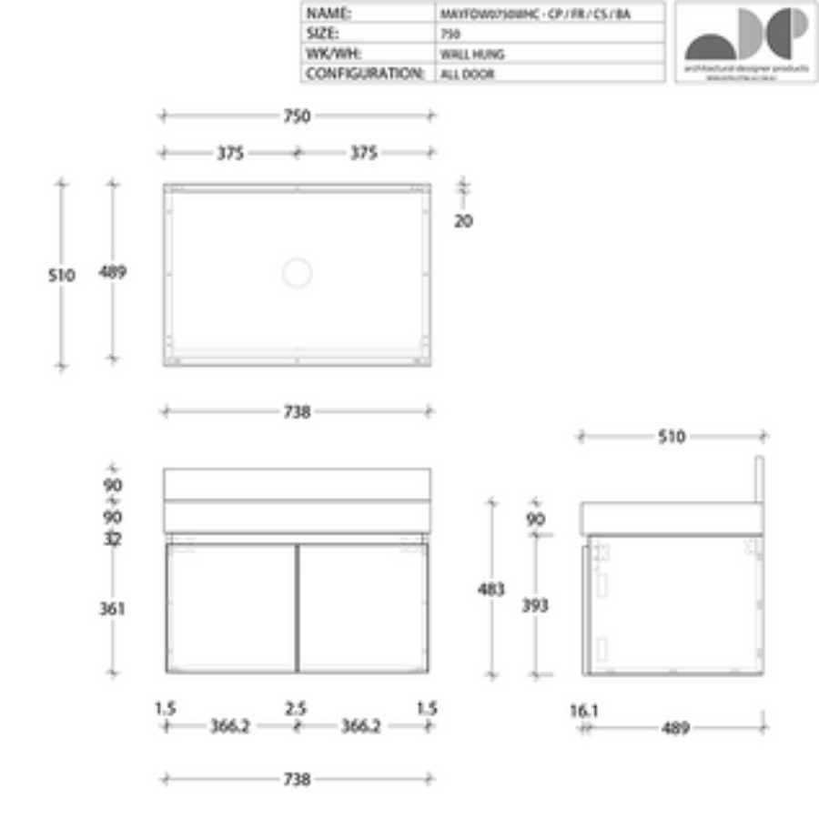 ADP Mayfair All-Door Wall Hung Vanity