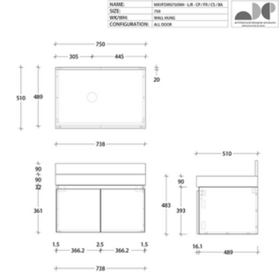 ADP Mayfair All-Door Wall Hung Vanity