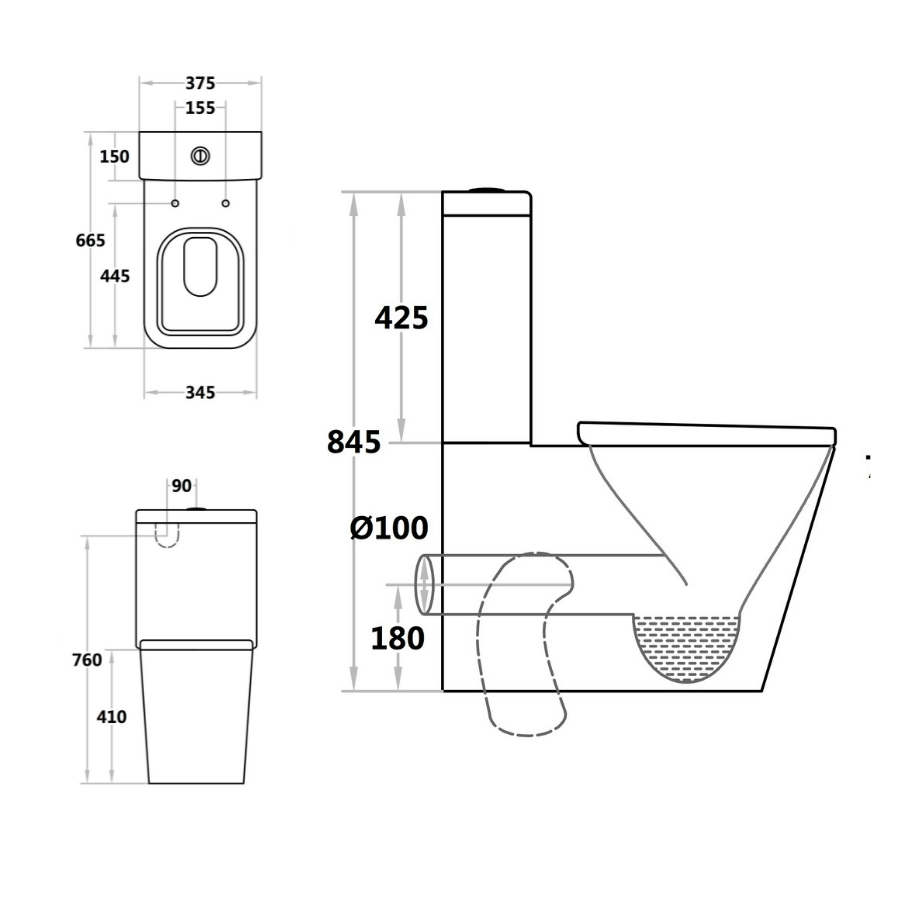 Tabi Back To Wall Two-Piece Toilet- 003