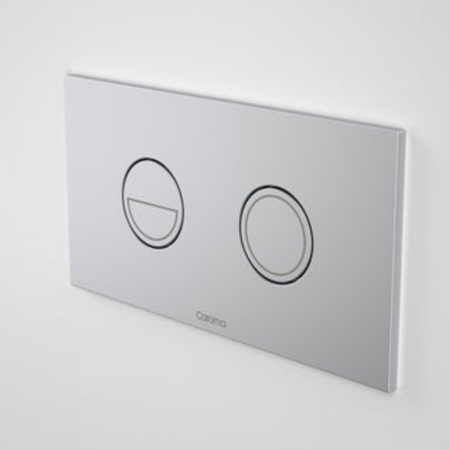 Caroma Invisi Series II Round Dual Flush Metal Plate &amp; Buttons Neutral