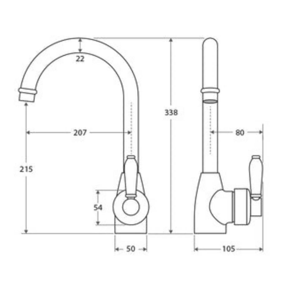 Fienza Eleanor Gooseneck Sink Mixer - Matte Black