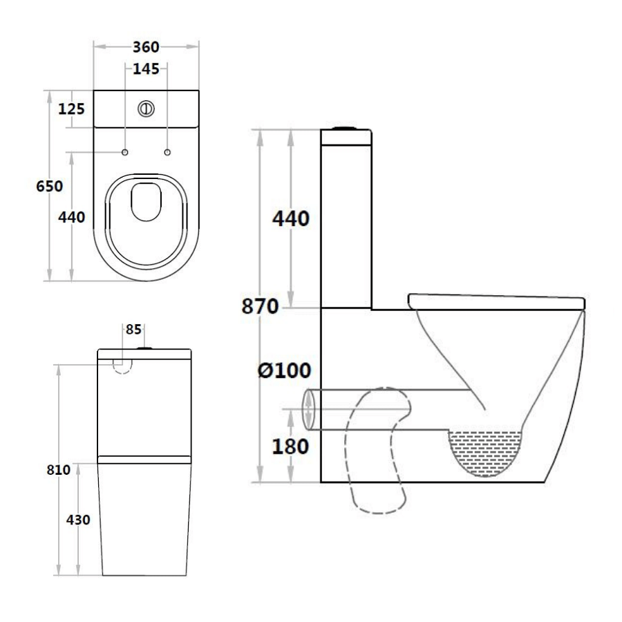 Tabi Back To Wall Rimless Two-Piece Toilet- 022