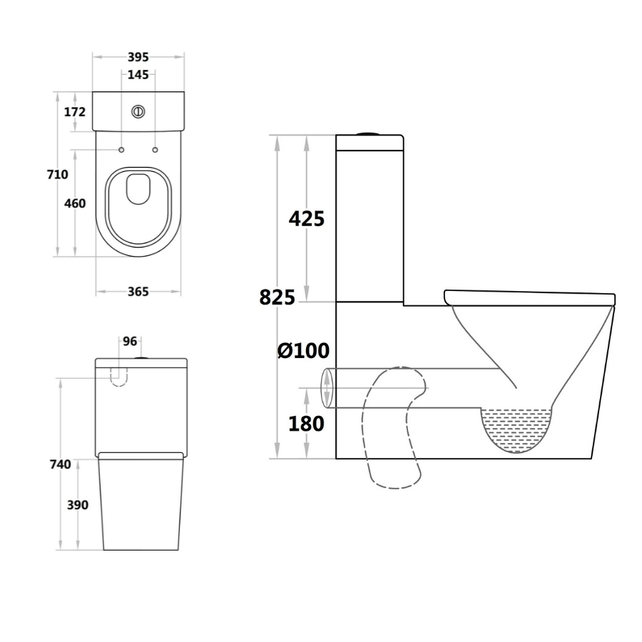 Tabi Back To Wall Two-Piece Toilet- 002