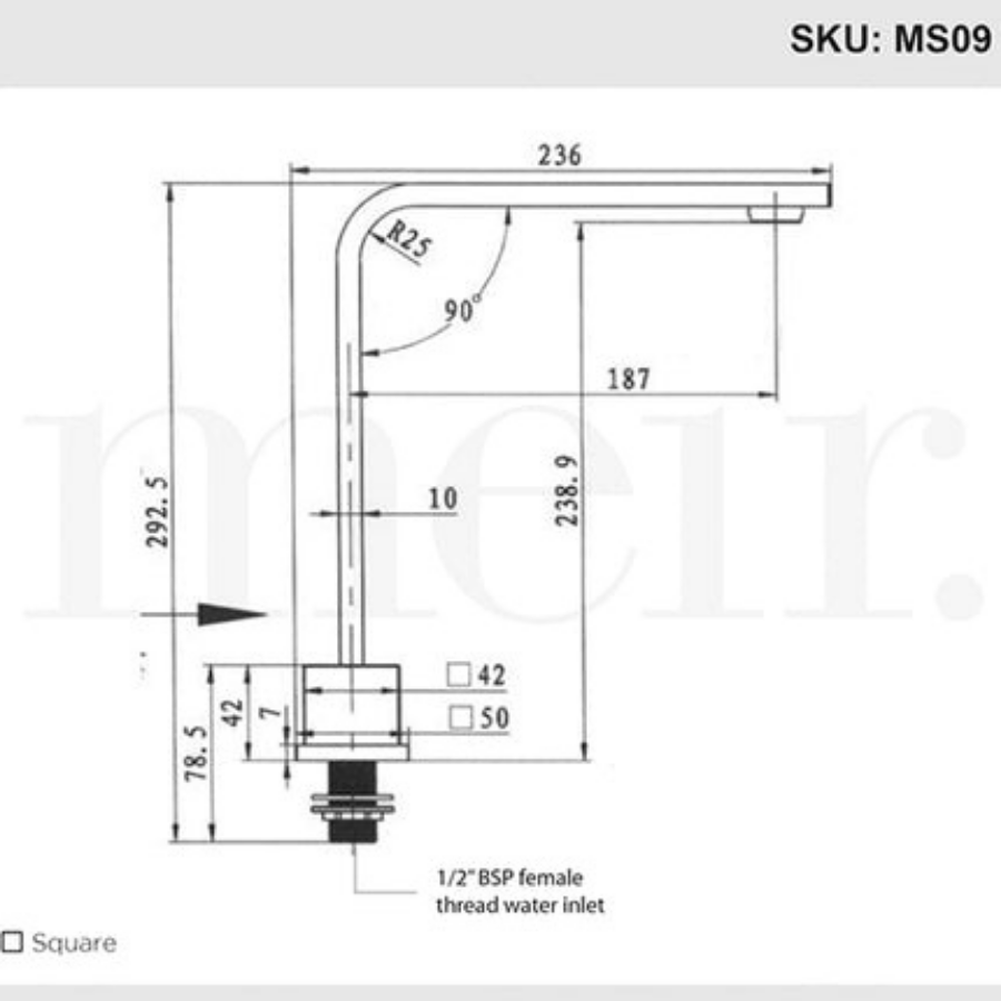 Meir Square High Rise Swivel Hob Spout - Matte Black