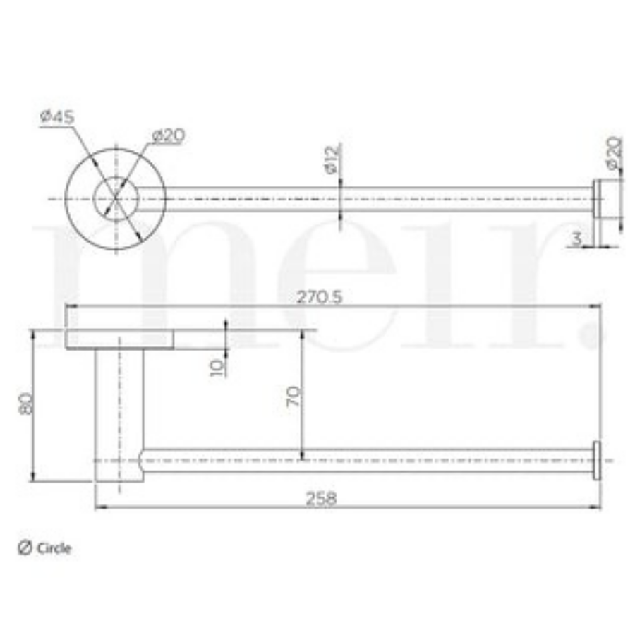 Meir Round Matte Black Guest Towel Rail