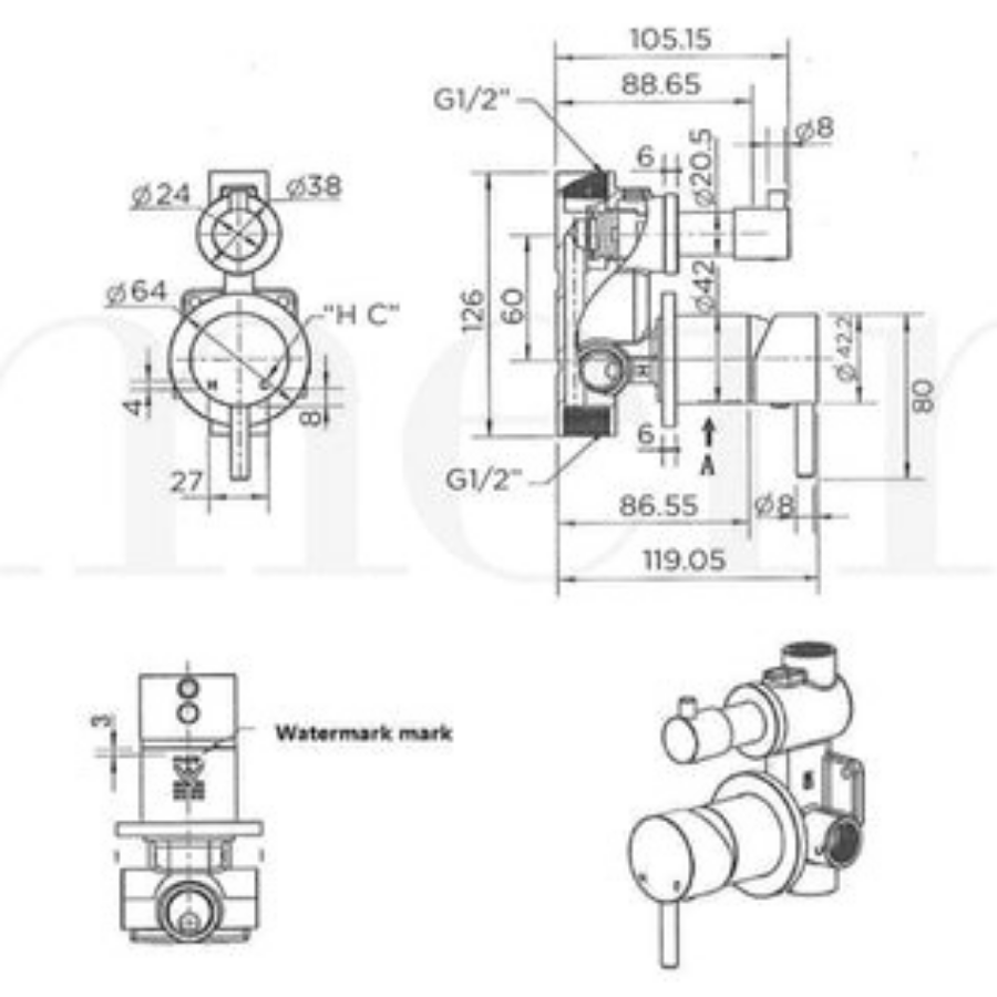 Meir Round Diverter Mixer - PVD Tiger Bronze