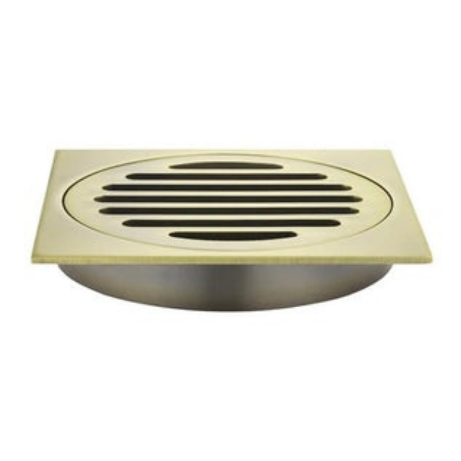 Meir Square Floor Grate Shower Drain 100mm Outlet - Gold