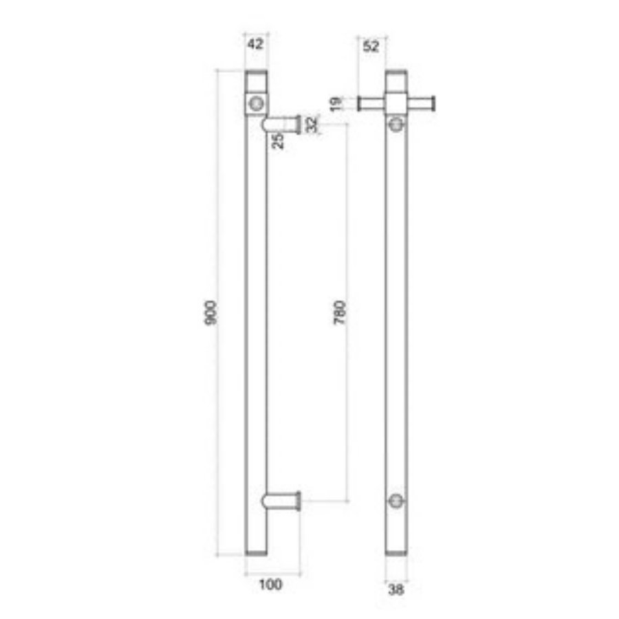 Thermogroup 12V Straight Round Vertical Single Bar Heated Towel Rail Brushed Gold