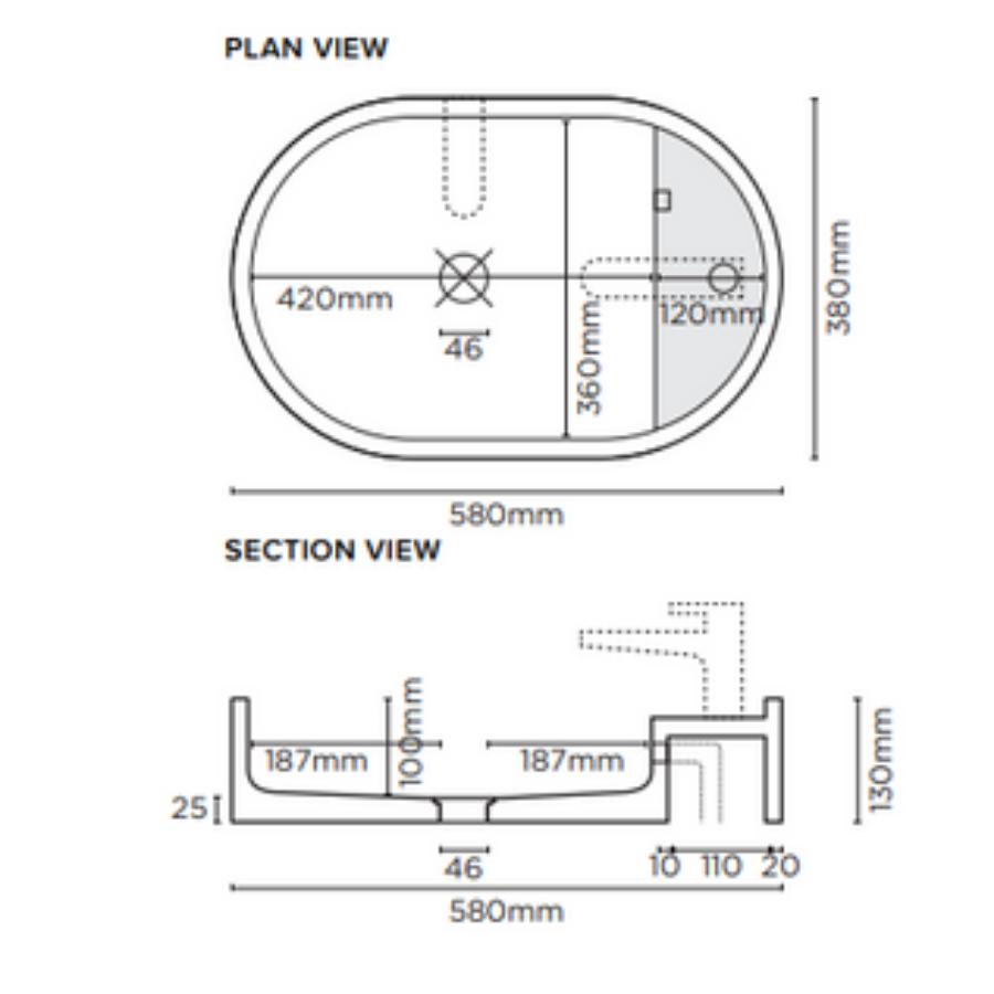 Nood Co Shelf Oval Wall Hung Basin Copan Blue