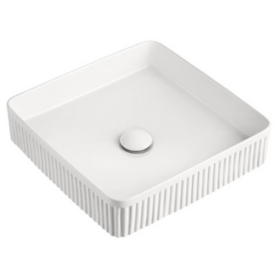 ADP Square Fluted Above Counter Basin White