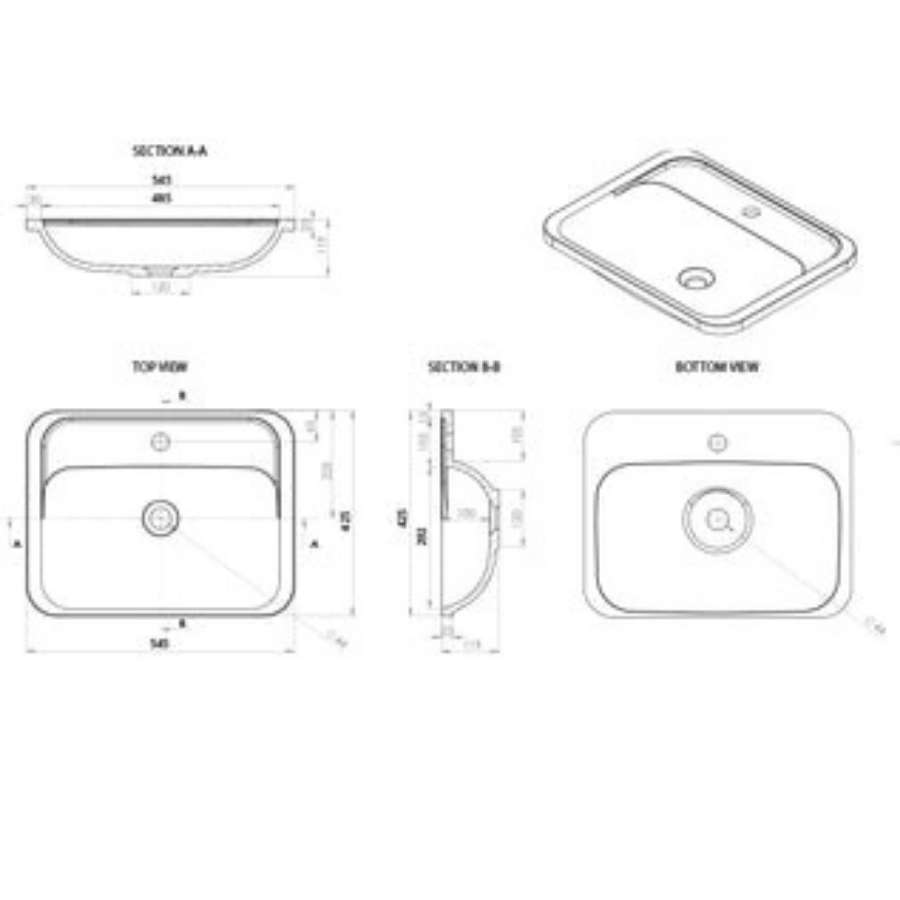 ADP Strength Solid Surface Inset Basin White