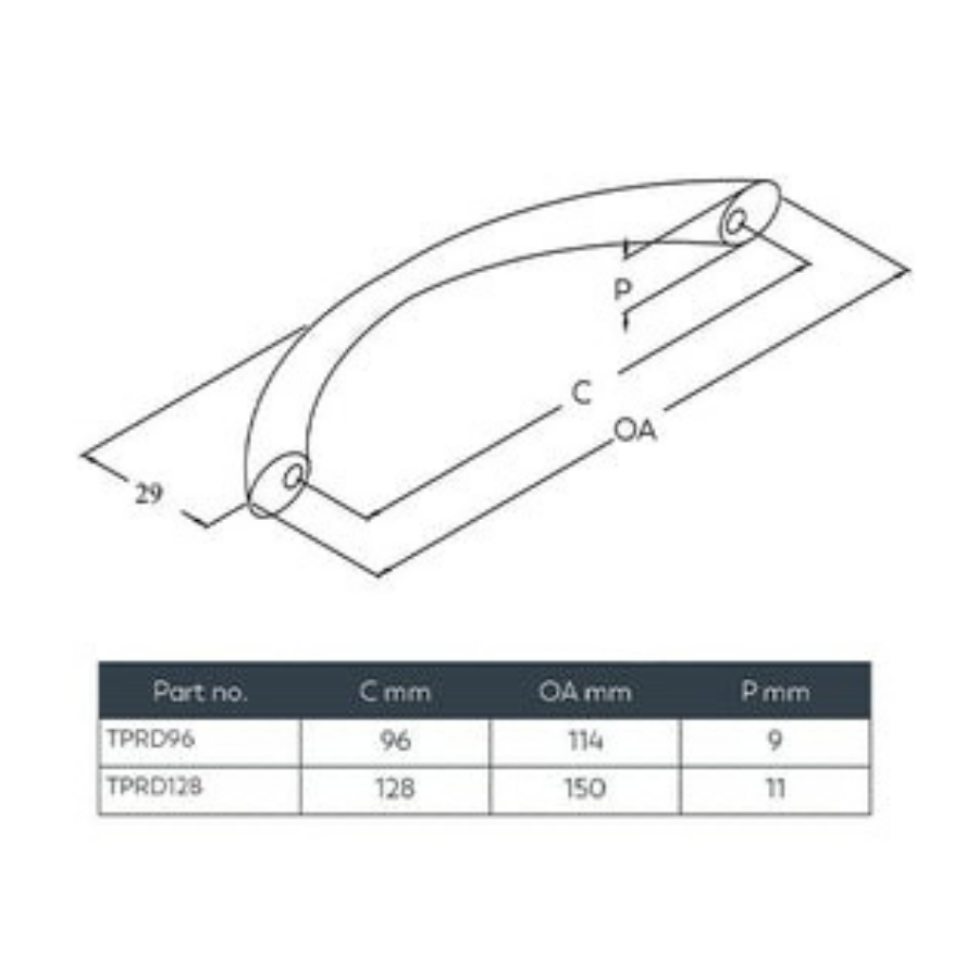 Momo Handles Halden Bow Handle 128mm Chrome Plated