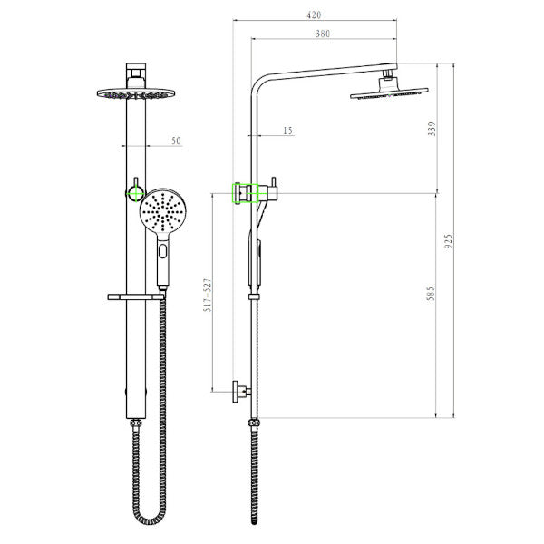 2-in-1 Round Shower Bottom Inlet-101808A-RN : Efficient and Versatile, size