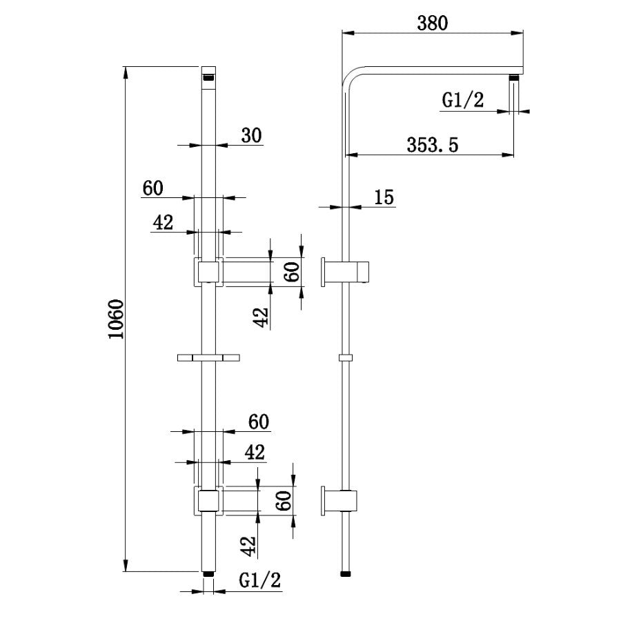 2 In 1 Shower Top Inlet Square-100108-5:Modern Elegance, size