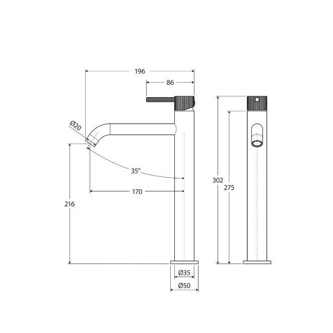 Fienza Axle Tall Basin Mixer - Chrome