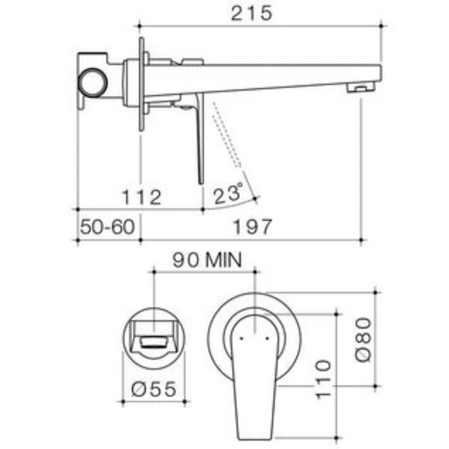 Caroma Vivas Basin/Bath Mixer - Rectangle Back Plate