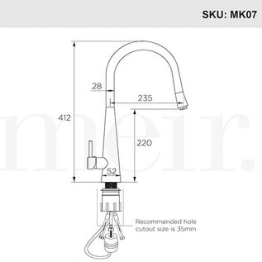 Meir Round Pull Out Kitchen Mixer Tap - Matte Black