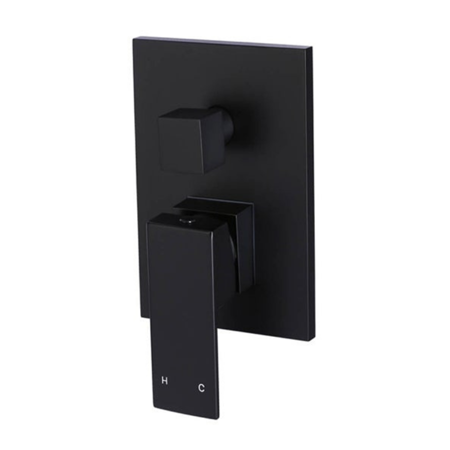 Meir Square Matte Black Wall Mixer with Diverter