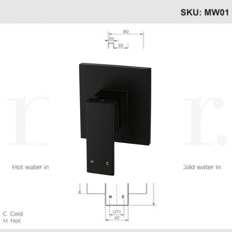 Meir Square Matte Black Wall Mixer