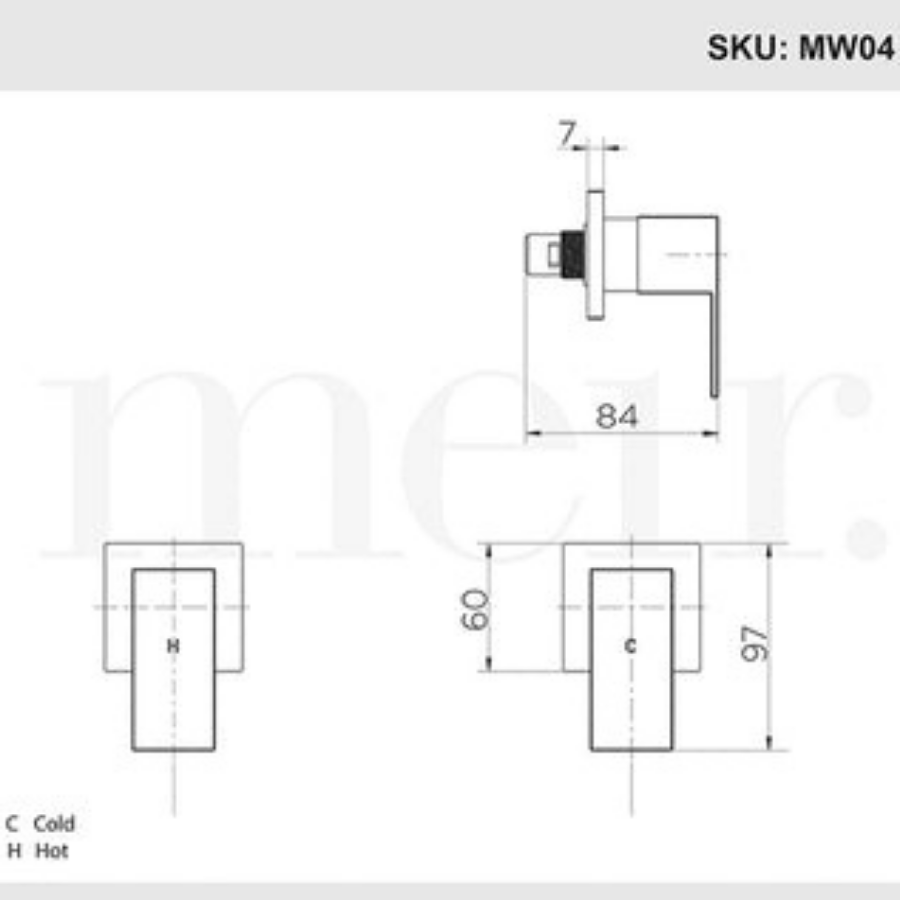 Meir Square Quarter Turn Wall Top Assembly Taps