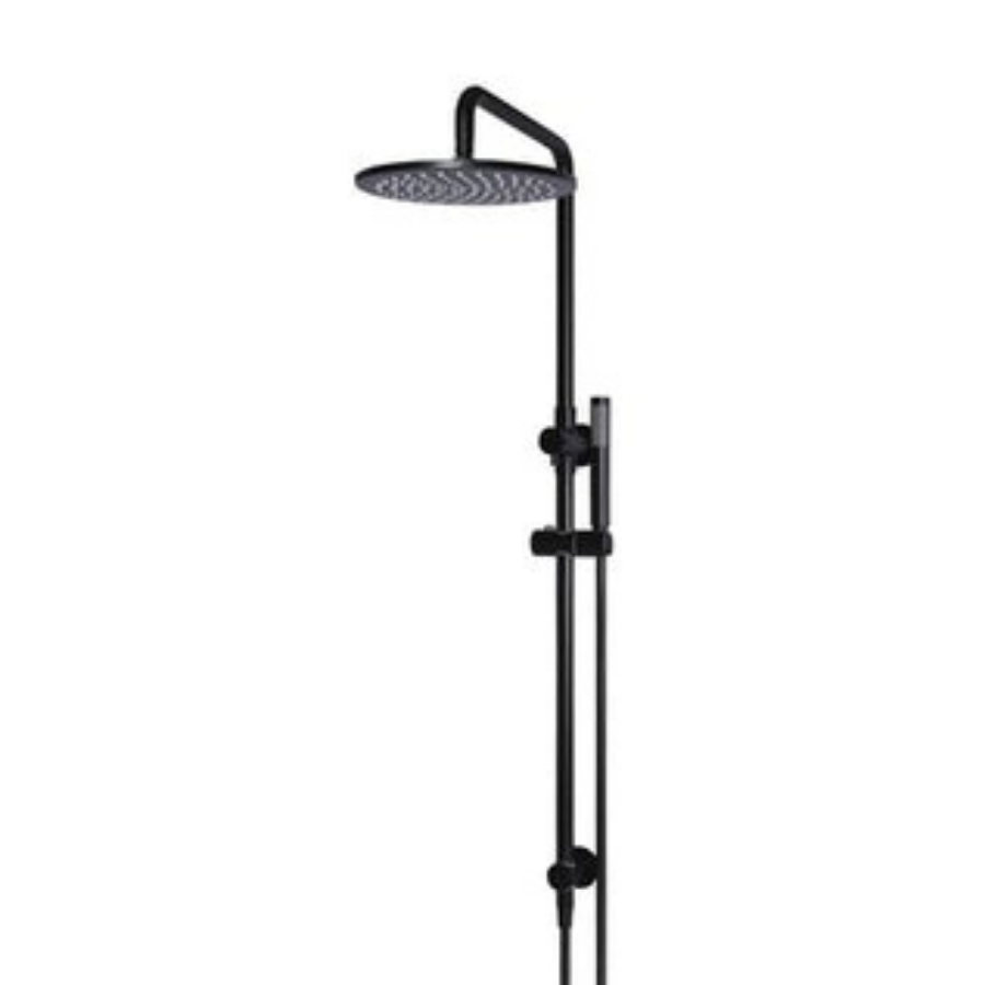 Meir Round Combination Shower Rail 300mm Rose &amp; Hand Shower - Matte Black