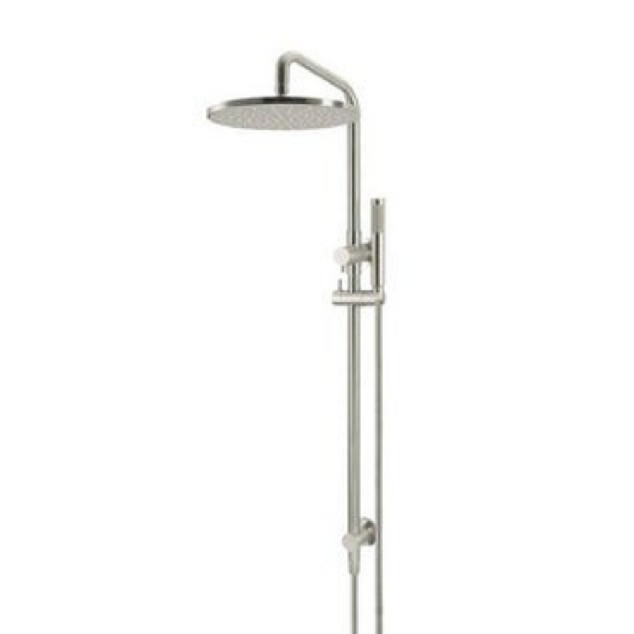 Meir Round Combination Shower Rail 300mm Rose &amp; Hand Shower - Brushed Nickel