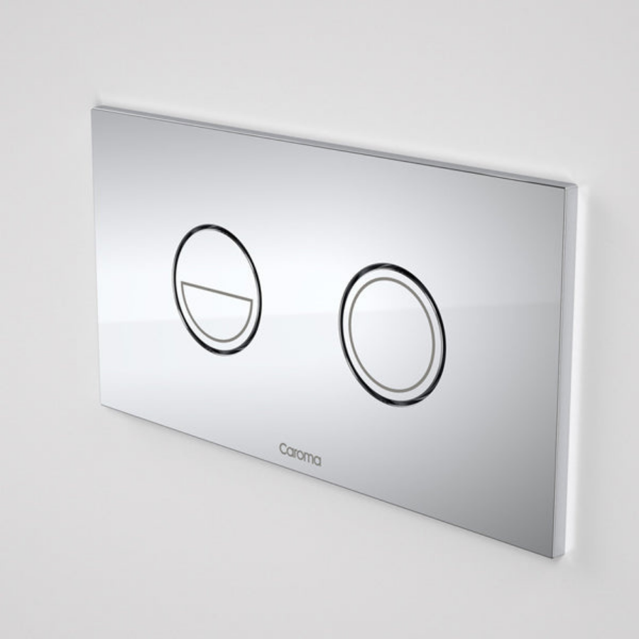 Caroma Invisi Series II Round Dual Flush Metal Plate &amp; Buttons Neutral