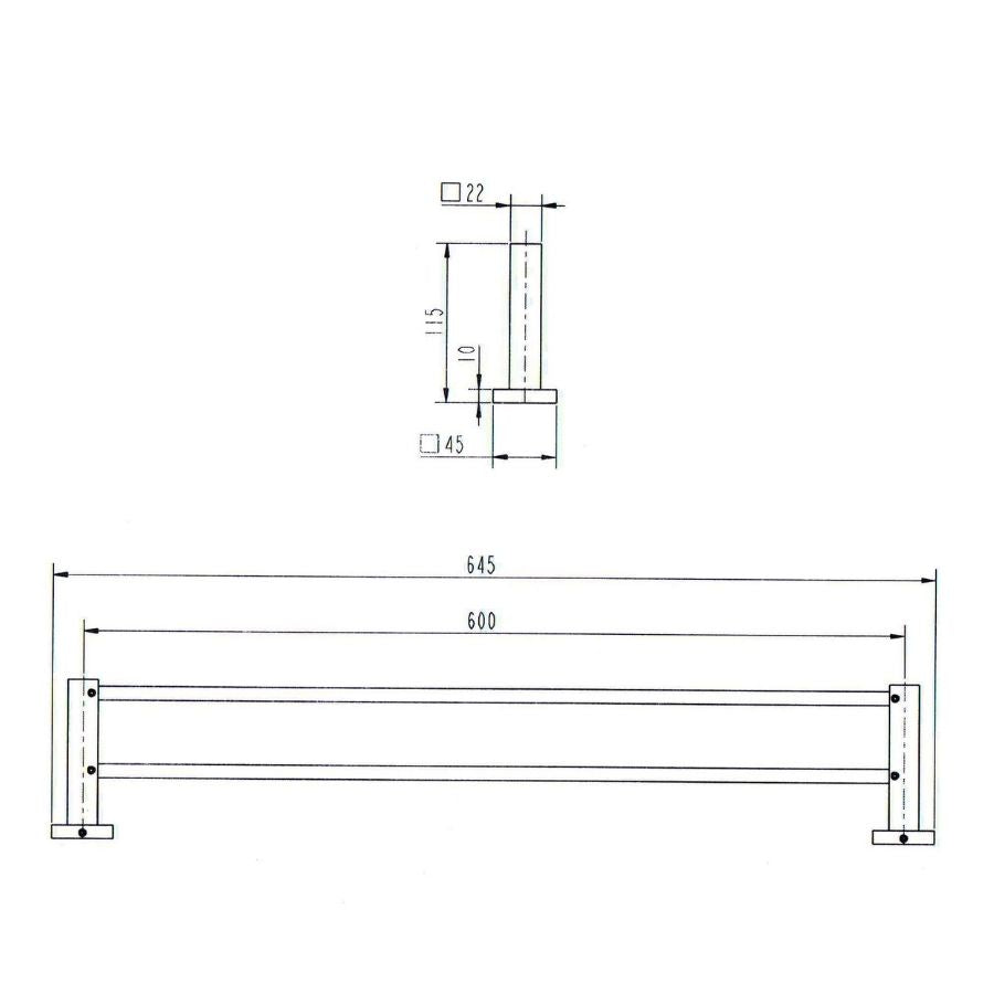 Double Towel Rail - Matte Black
