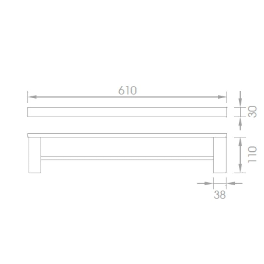 Double Towel Rail - Matte Black