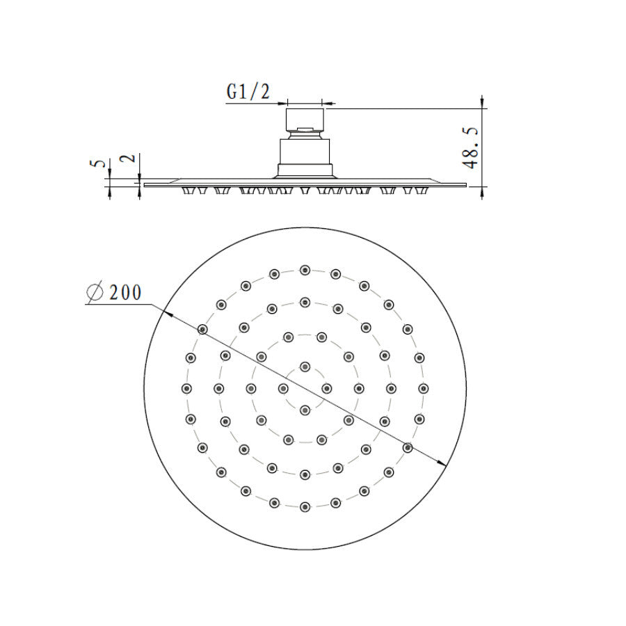 Standard Round 304SS Shower Rose-200200, size