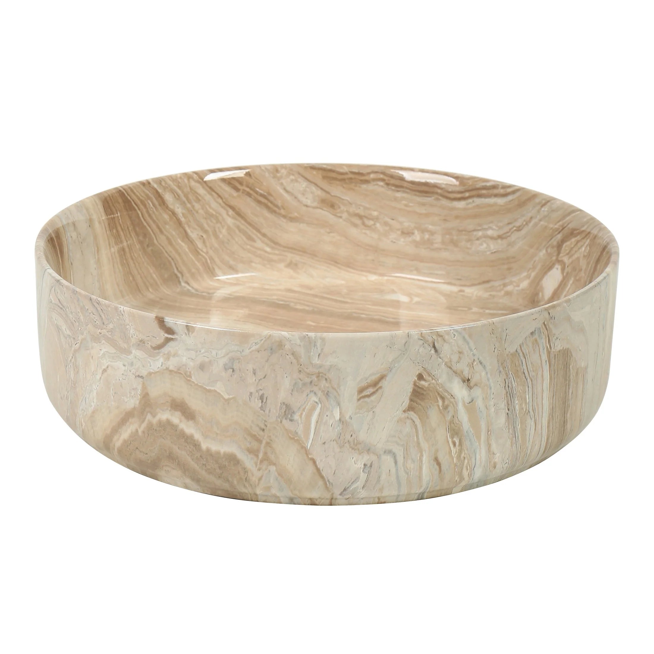 Claya Marvane-40 Round Above-Counter Ceramic Basin – Gloss Stone Marble