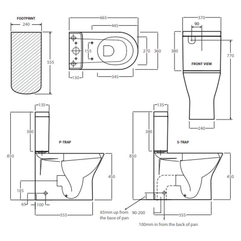 Fienza RAK Resort Back-to-Wall Toilet Suite, Top Inlet