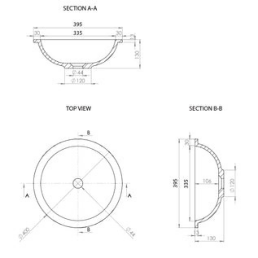 ADP Unity Solid Surface Inset Basin White