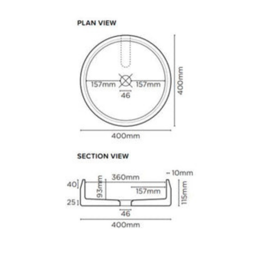 Nood Co Prism Basin Circle Wall Hung Clay