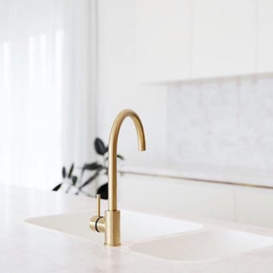 Meir Round Kitchen Mixer - Tiger Bronze