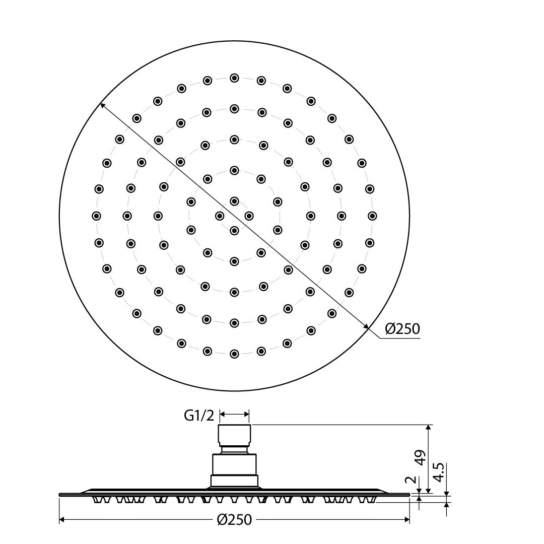 Fienza Kaya Shower Head, 250mm, Urban Brass