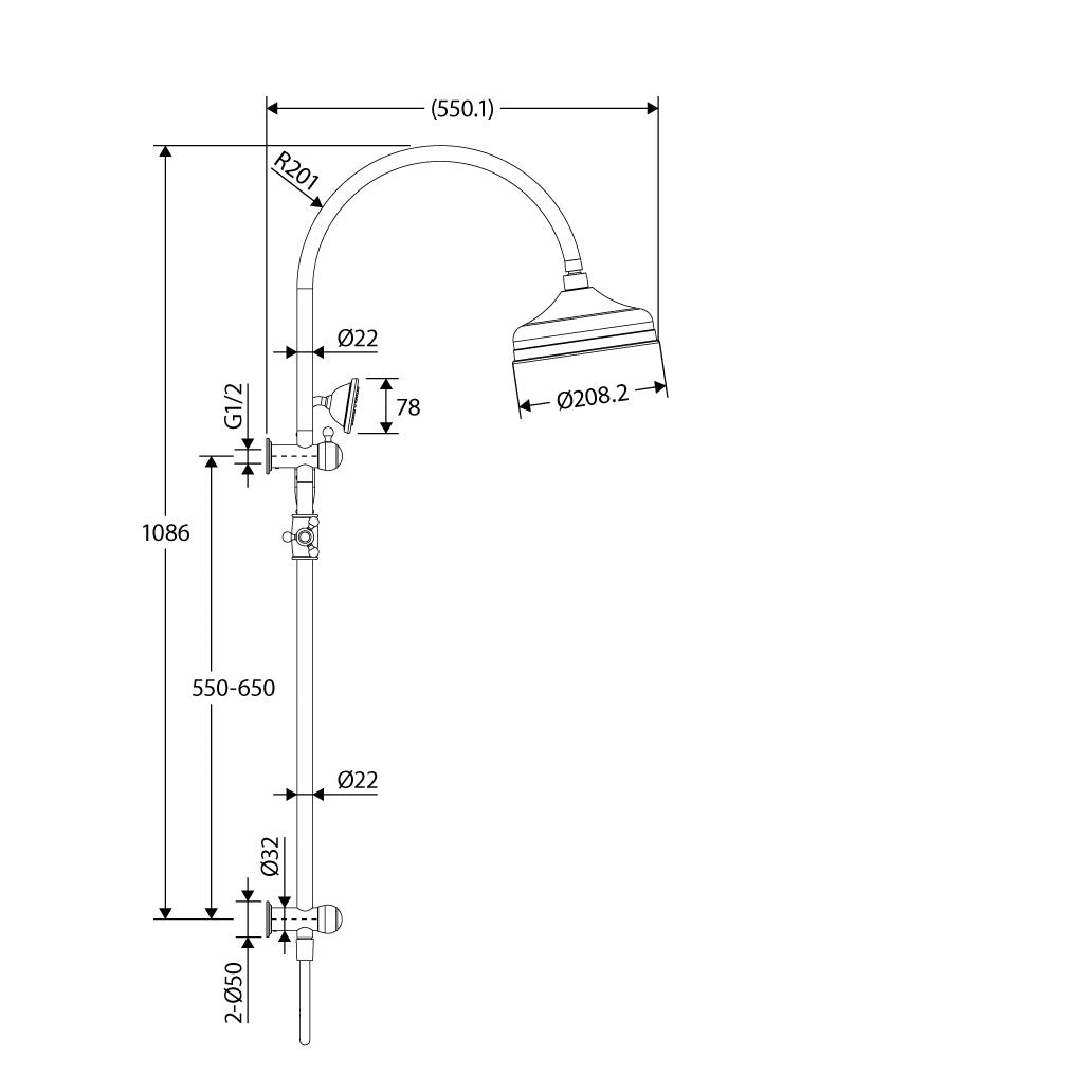 Fienza Lillian Twin Shower, Brushed Nickel