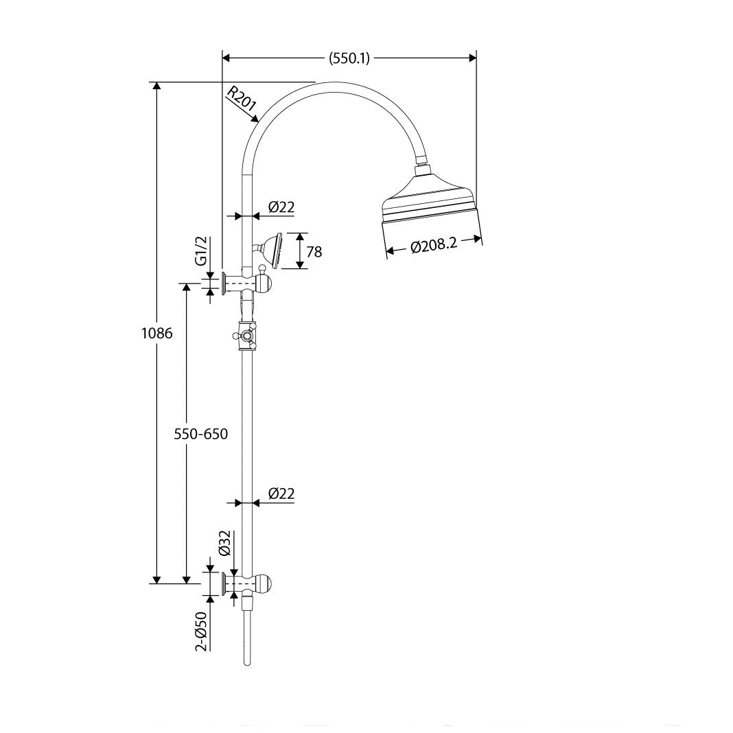 Fienza Lillian Twin Shower, Urban Brass