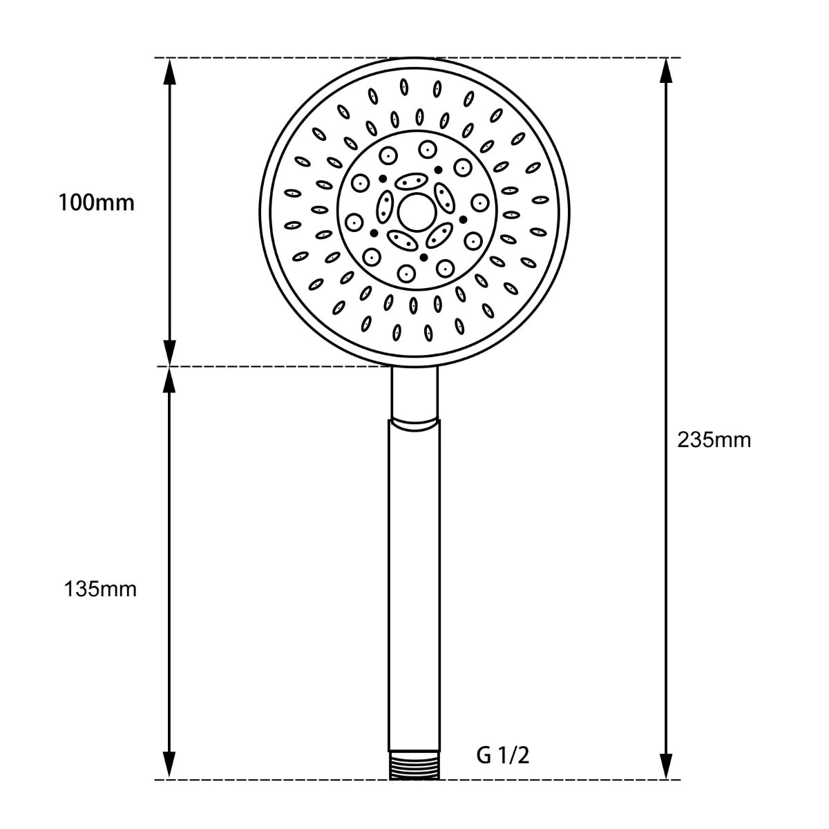 Round Handheld Shower with 5 Function Settings-Chrome-CH-R4-HHS, 2