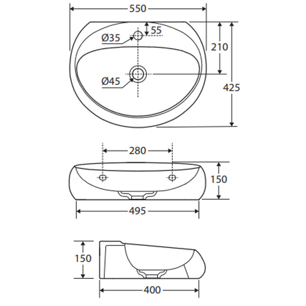 Fienza RAK Cloud Wall Basin