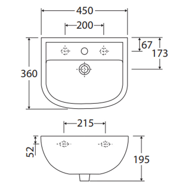 Fienza RAK Compact 450 Wall Basin