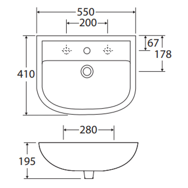 Fienza RAK Compact 550 Wall Basin