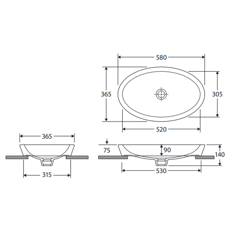 Fienza RAK Resort Semi-Inset Basin