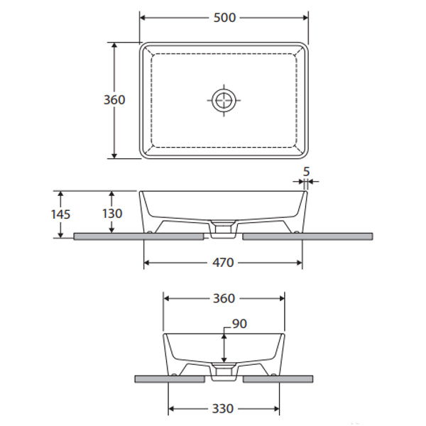 Fienza RAK Feeling Rectangular Above Counter Basin