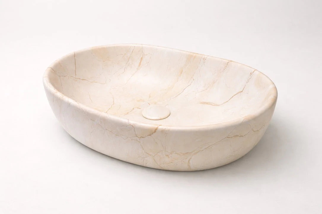 Serra-48 Above Counter Ceramic Basin – Matte Stone Marble Look