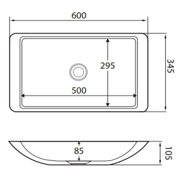 Fienza Classique 600 Matte Black Cast Stone Above Counter Basin