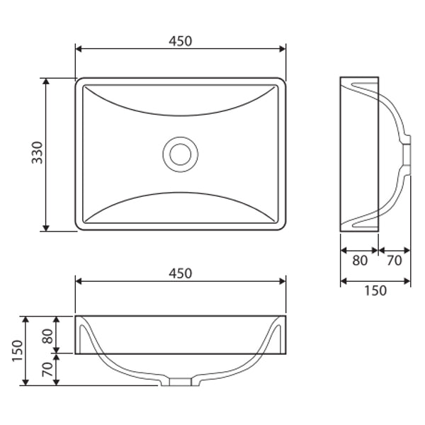 Fienza Kados Cast Stone Semi-Inset Basin