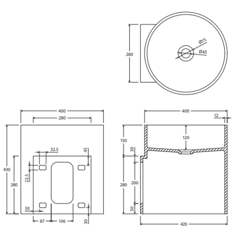 Fienza Livo Cast Stone Wall Basin