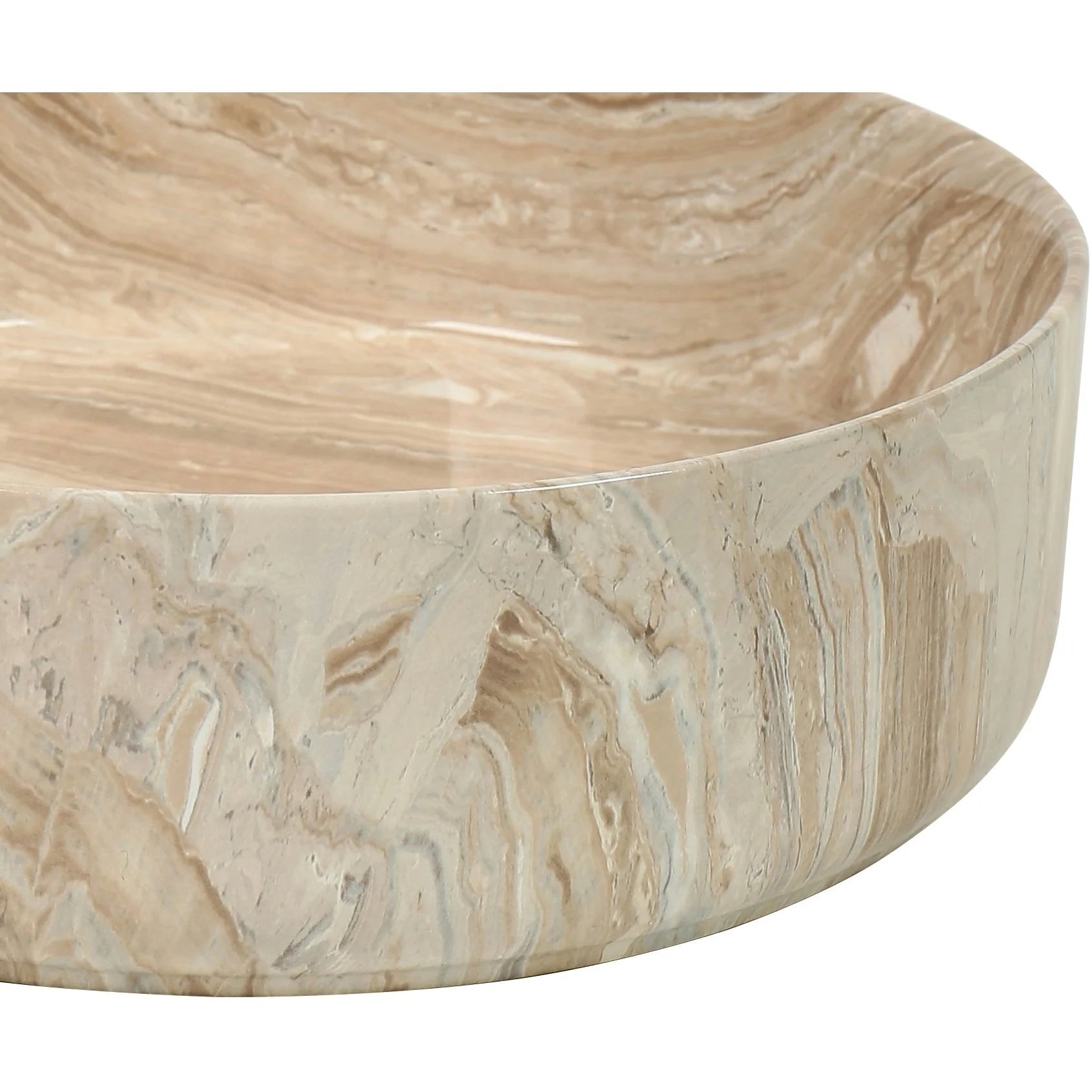 Claya Marvane-40 Round Above-Counter Ceramic Basin – Gloss Stone Marble